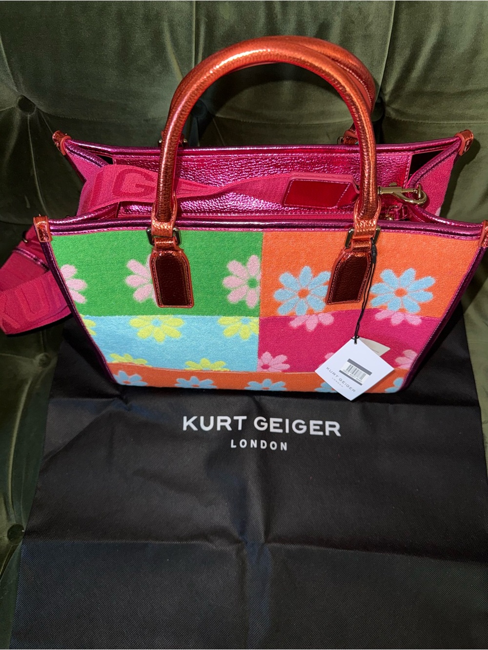 Kurt Geiger Chiswick Floral Tote Bag with dust bag - Picture 12 of 16